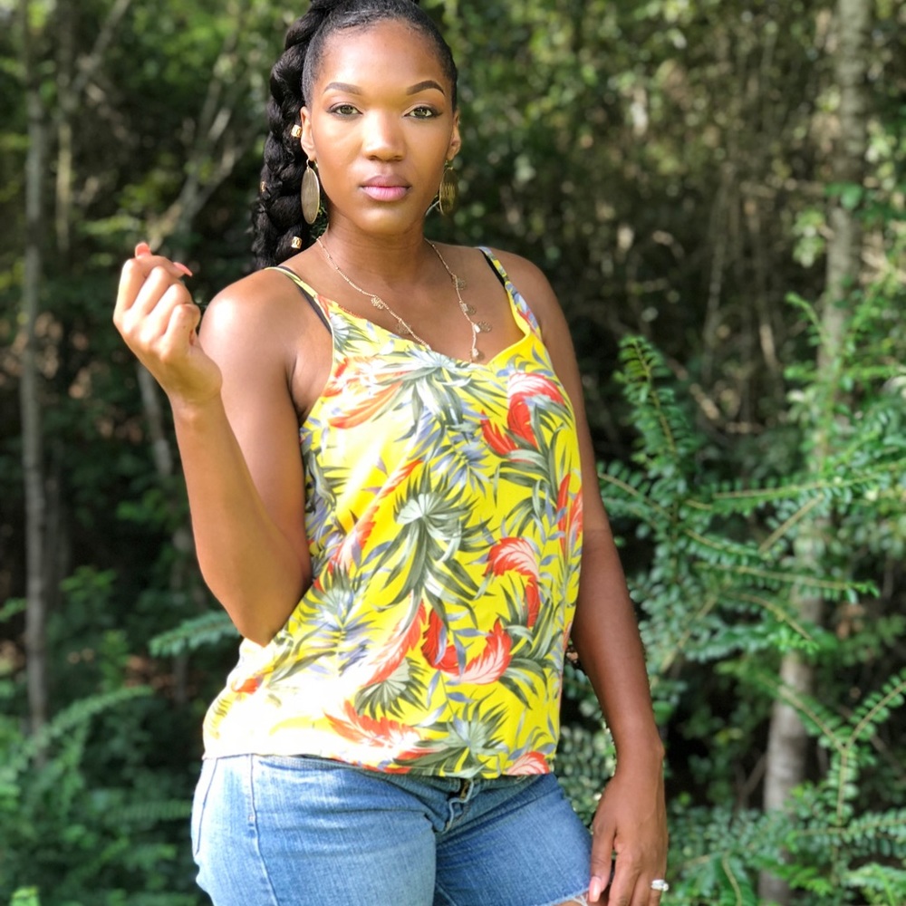 Yellow Floral Print Blouse